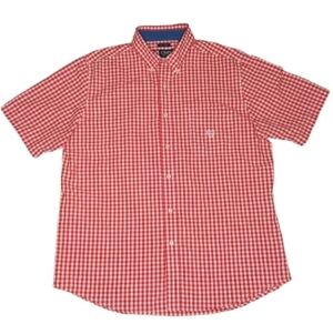 Chaps Red and White Checkered Button Down Shirt